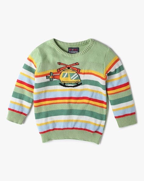 INF FRENDZ Boys Striped Crew-Neck Sweater