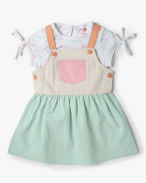 INF FRENDZ Colourblock Dungaree with T-Shirt