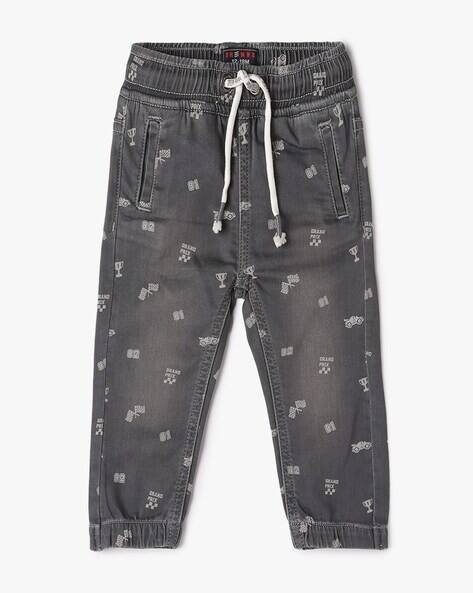 INF FRENDZ Printed Mid-Wash Jogger Jeans