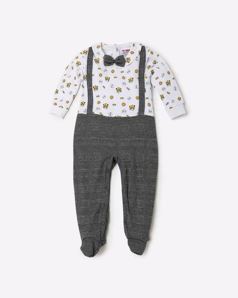 INF FRENDZ Novelty Print Strappy Rompers with Bow-Tie Set