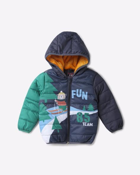 INF FRENDZ Graphic Print Hooded Puffer Jacket