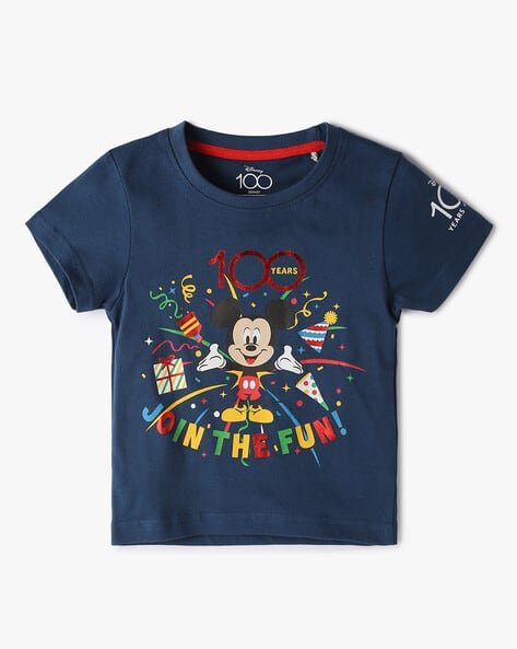 INF FRENDZ Mickey Mouse Print Crew-Neck T-Shirt