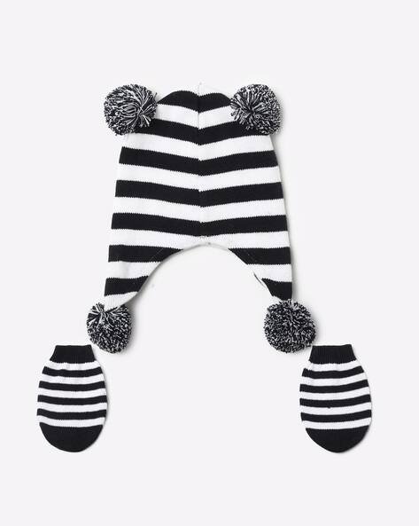 INF FRENDZ Striped Beanie with Mittens