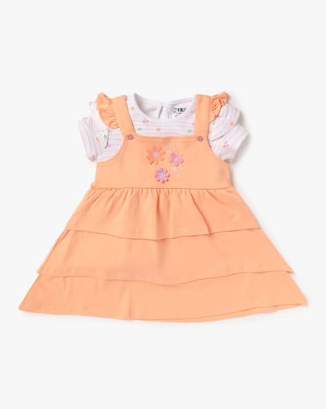 INF FRENDZ Printed T-Shirt & Dungaree Dress Set
