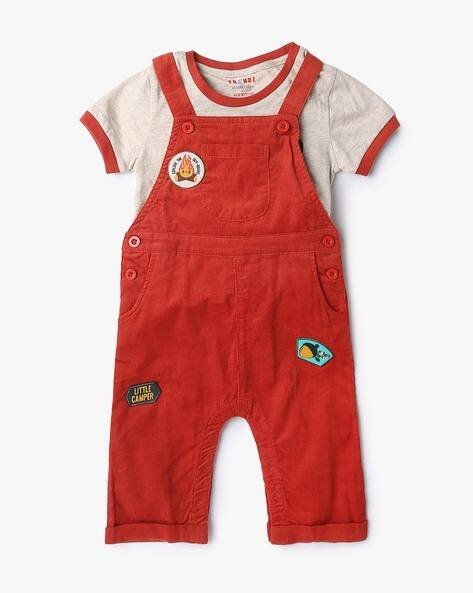 INF FRENDZ Boys Ribbed Dungaree with T-Shirt