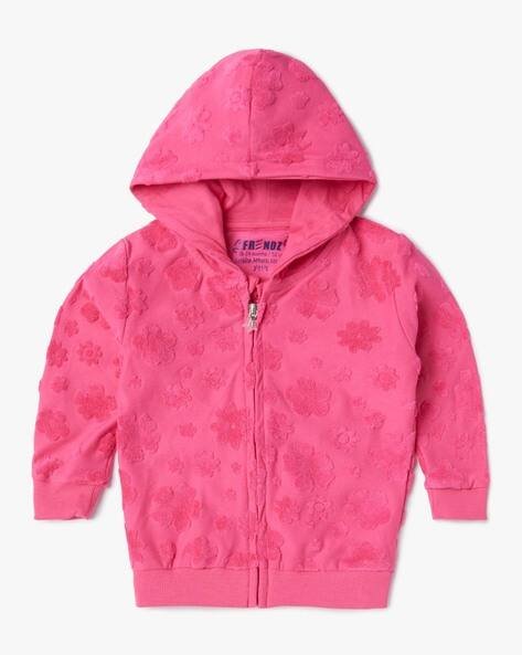 INF FRENDZ Floral Embossed Zip-Up Hoodie