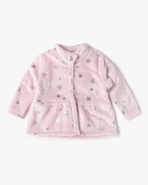 INF FRENDZ Geometric Print Fur-Lined Peplum Jacket
