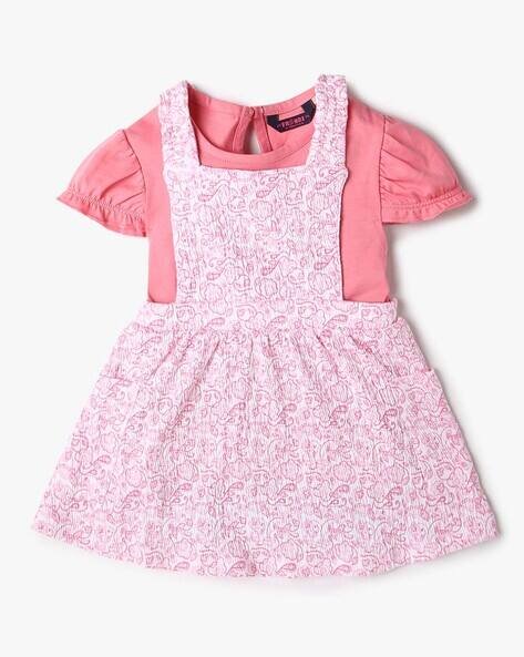 INF FRENDZ Girls Printed Dungaree with Top