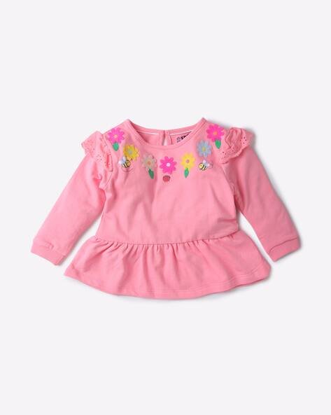 INF FRENDZ Peplum Sweatshirt with Floral Applique