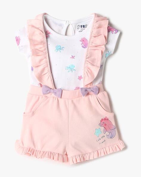 INF FRENDZ Printed Dungaree and T-Shirt Set