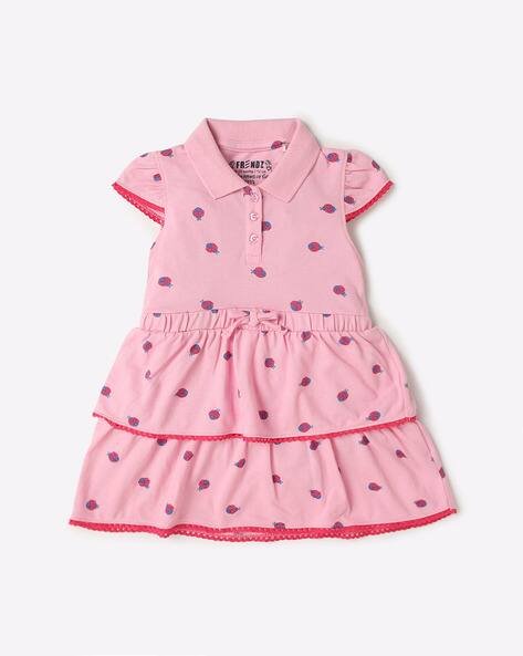 INF FRENDZ Printed Fit & Flare Dress with Lace Accent