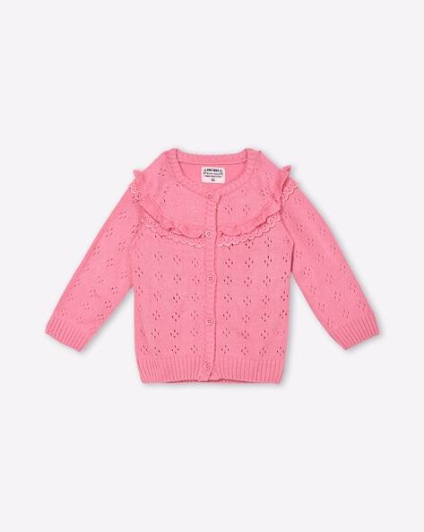 INF FRENDZ Schiffli Embroidered Cardigan with Ruffle