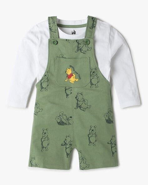 INF FRENDZ Unisex Panda Print Dungaree with T-Shirt