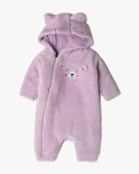 INF FRENDZ Girls Zip-Front Hooded Faux-Fur Romper