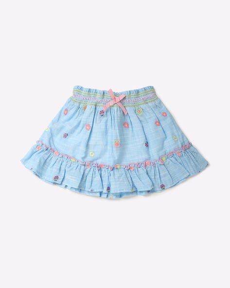 INF FRENDZ Embroidered Flared Skirt with Peplum Hem