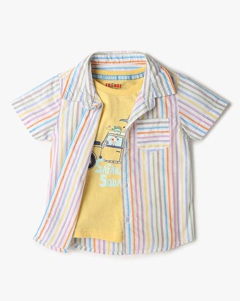 INF FRENDZ Infants Striped Regular Fit Shirt & T-Shirt Set