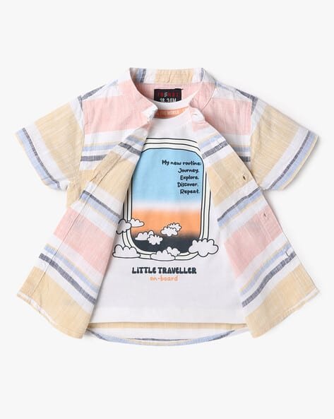INF FRENDZ Boys Graphic Print Twofer Shirt