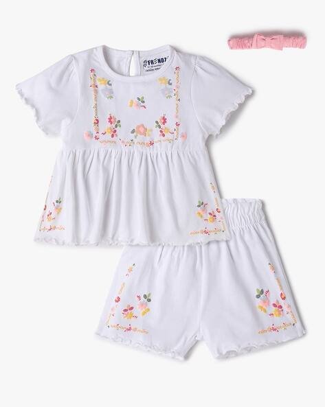 INF FRENDZ Girls Floral Print Top & Shorts Set
