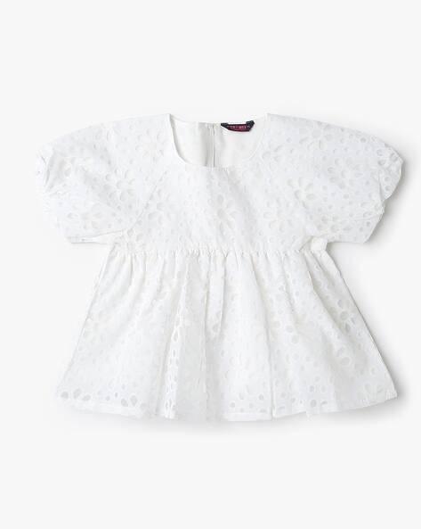 INF FRENDZ Girls Schiffli Embroidered Top
