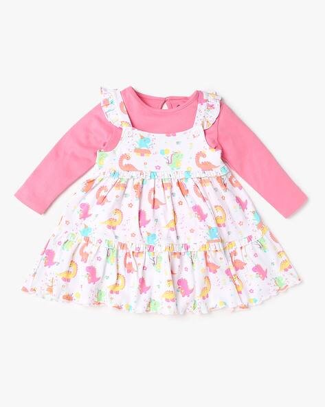 INF FRENDZ Printed Dungaree Dress with T-Shirt