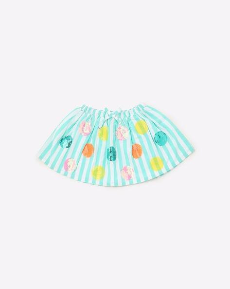 INF FRENDZ Striped A-line Skirt with Embellishments