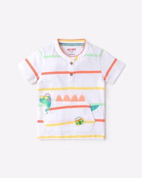 INF FRENDZ Striped Polo T-Shirt with Kangaroo Pocket