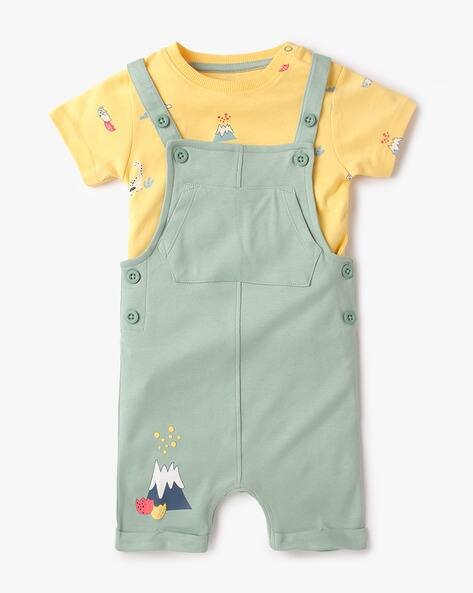 INF FRENDZ Dungarees & Printed T-Shirt Set