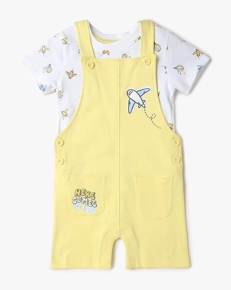 INF FRENDZ Printed Regular Fit Dungaree & T-Shirt Set
