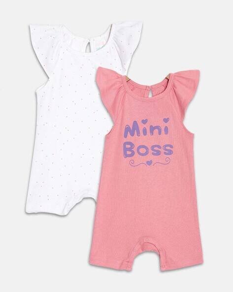 JOVEN Pack of 2 Printed Round-Neck Rompers