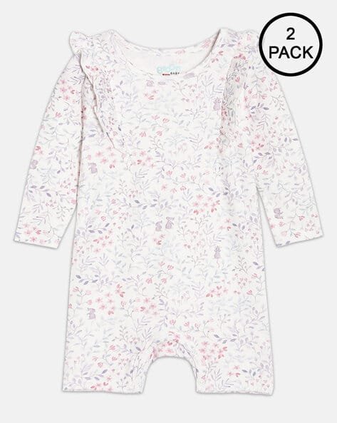 JOVEN Pack of 2 Floral Print Round-Neck Rompers