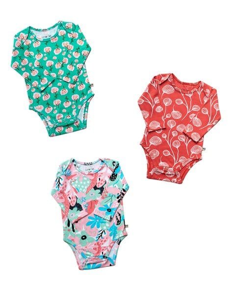 JuniorFolk Pack of 3 Printed Onesies Rompers