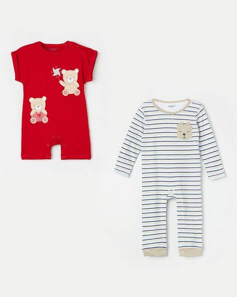 Juniors by Lifestyle Pack Of 2 Graphic Print Rompers with Round Neck