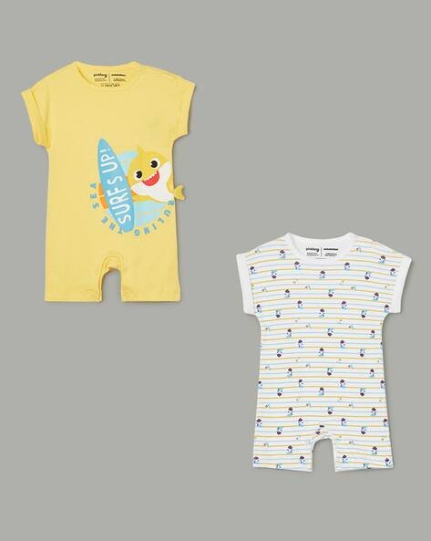 Juniors by Lifestyle Pack of 2 Graphic Print Round-Neck Rompers