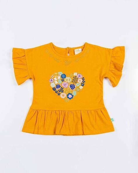 Juscubs Floral Print Peplum Top with Short Sleeves