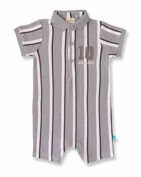 Juscubs Striped Rompers with Button Closure