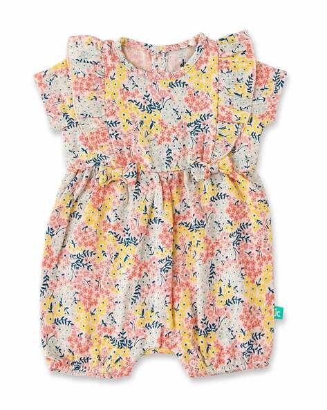 Juscubs Floral Rompers with Round Neck