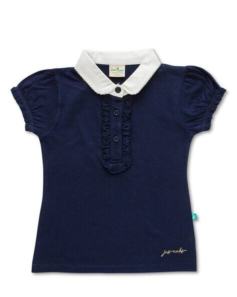 Juscubs Polo T-Shirt with Short Sleeves & Frilled Detail