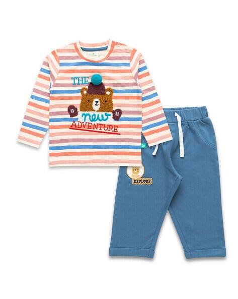 Juscubs Graphic Print Round-Neck T-Shirt & Pants Set