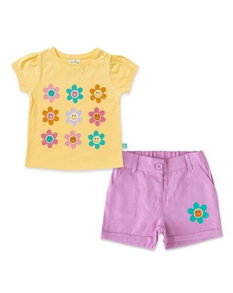 Juscubs Girls Floral Print Top & Shorts Set