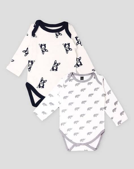 KIDBEA Pack of 2 Printed Rompers with Snap-Button Closure