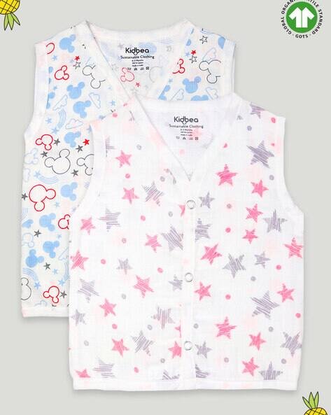 KIDBEA Pack of 2 Star Print V-Neck Jhablas