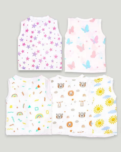 KIDBEA Pack of 5 Star Print V-Neck Jhablas
