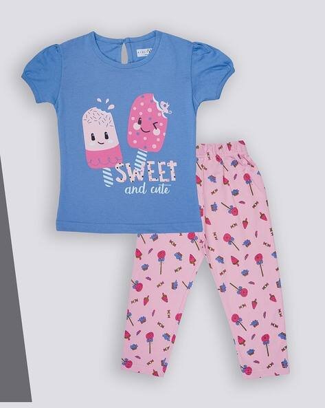 KIDLYBOO Printed T-Shirt with Pyjamas