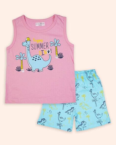 KIDLYBOO Printed T-Shirt with Shorts