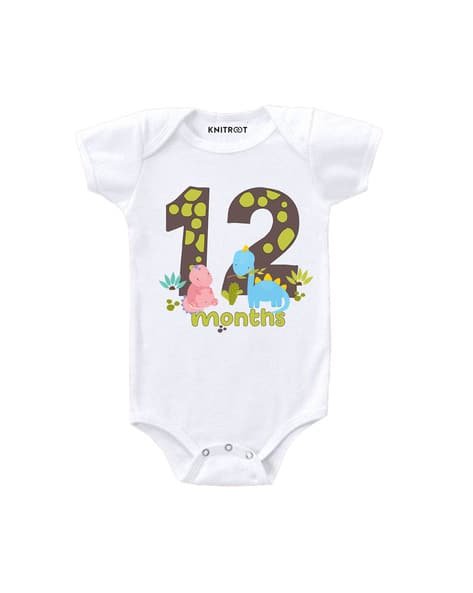 KNITROOT Numeric Print Round-Neck Romper