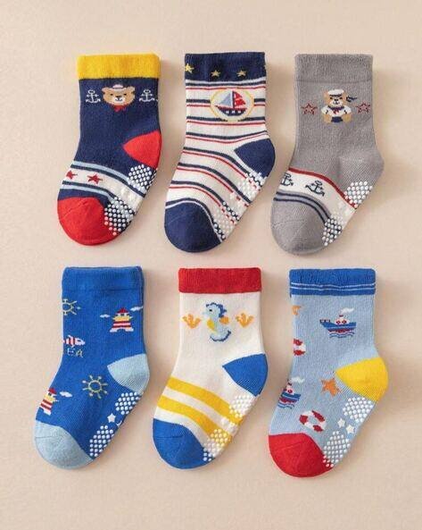 KOLOR FUSION Pack of 6 Printed Ankle-Length Socks
