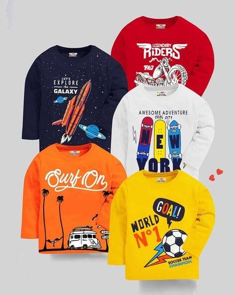 Kuchipoo Pack of 5 Graphic Print Round-Neck T-Shirt
