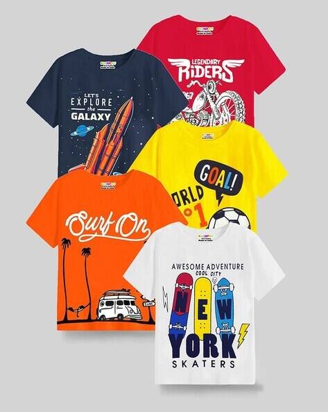 Kuchipoo Pack of 5 Typographic Print T-Shirts