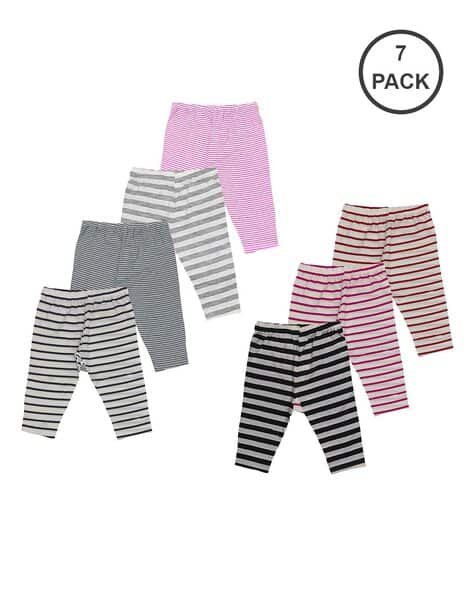 Lenam Pack of 7 Striped Leggings with Elasticated Waist