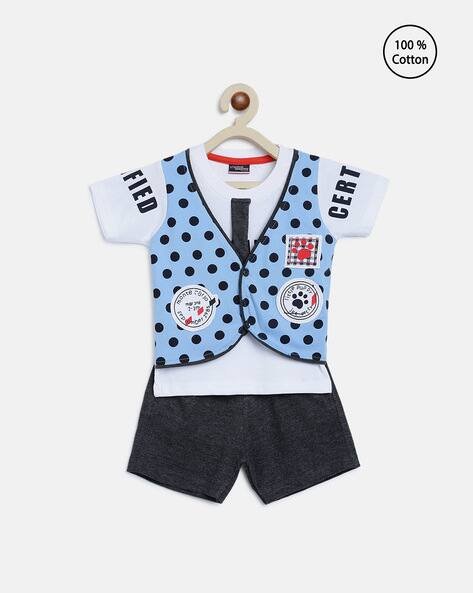 LI'L TOMATOES Printed Shorts Set with Applique